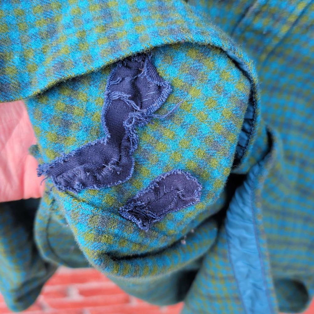 Pendleton Wool Shirt Mens M Teal Green Plaid Distressed Vintage Made in USA - Picture 5 of 6